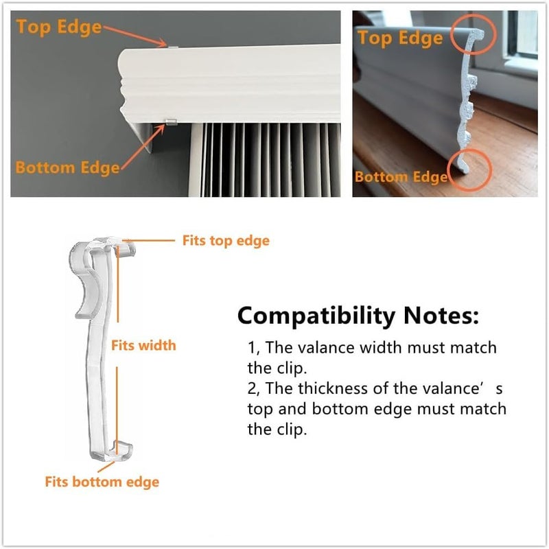 Cutelec Valance Clips 6pcs 3'' Window Blinds Hidden Clip Clear Plastic for Horizontal Blinds Valance Retainer Holder (Pack of 2) - Image 3
